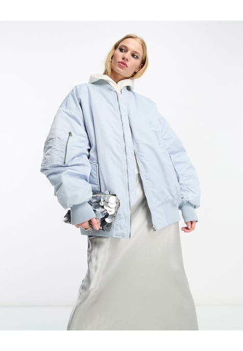 ASOS EDITION oversized bomber jacket in dusky blue