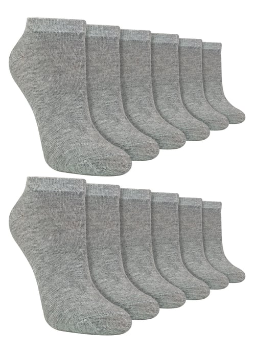 12 Pares de Calcetines de Bambú Blancos Anti Ampollas para Niños - Gris - Image 1