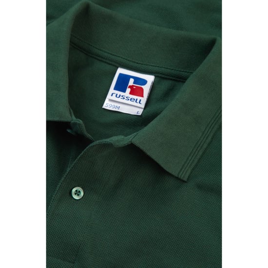 Russell Mens Ripple Collar & Cuff Short Sleeve Polo Shirt (Bottle Green) - Image 6