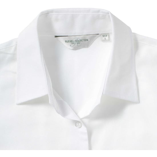 Russell Collection Ladies/Womens Short Sleeve Easy Care Oxford Shirt (White) - Image 3