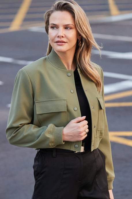 Khaki Green Utility Bomber Jacket