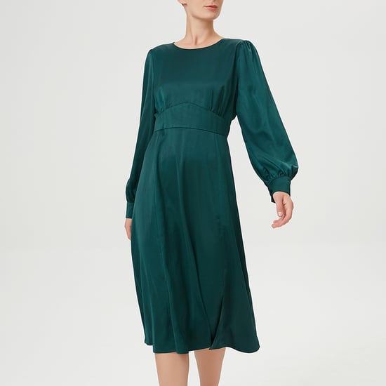 Adjusted and flared fluid blouse dress - Image 1