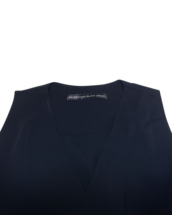 Balenciaga V-Neck Sheath Dress in Black Triacetate - Image 6