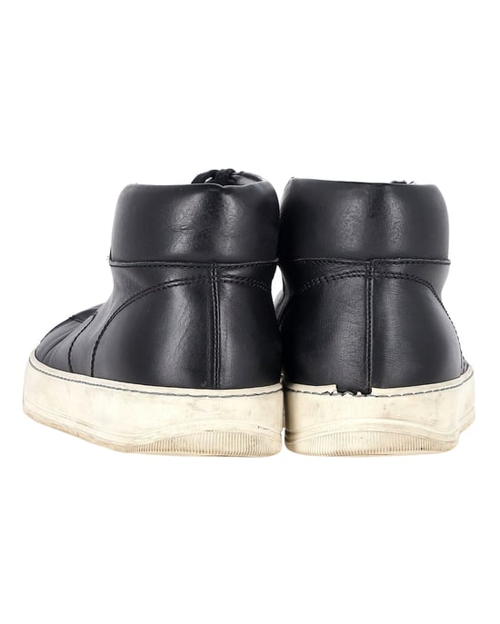Lanvin Mid-Top Sneakers in Black Leather - Image 3