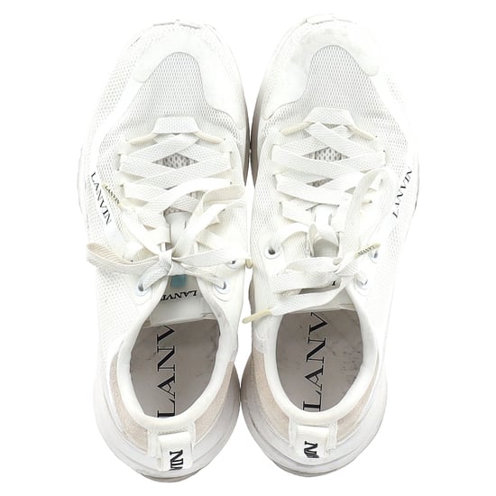 Lanvin L-I Lace-Up Sneakers in White Mesh - Image 3