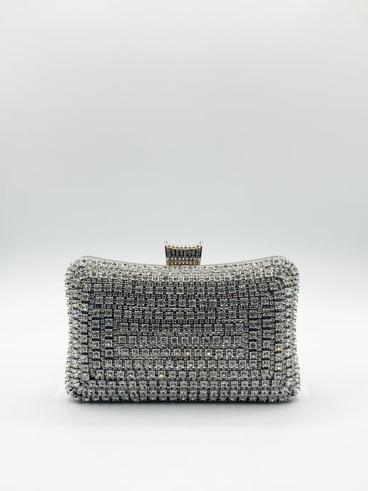 Silver Diamante Clutch Bag