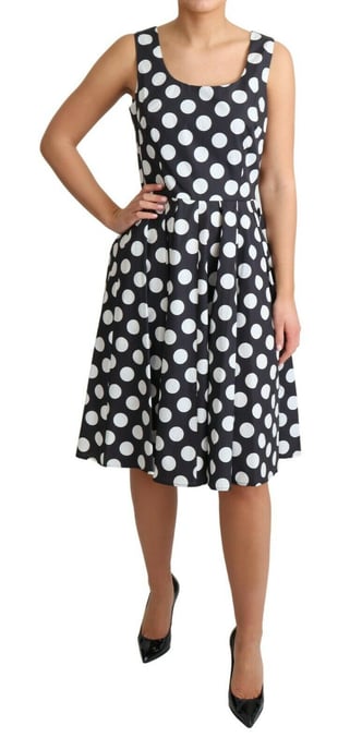 Vestido de algodón azul con lunares de A-Line para mujer de Dolce & Gabbana - Image 2