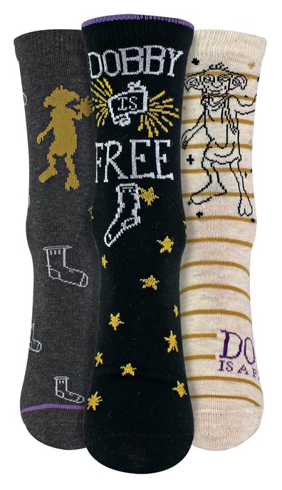 3 Pares de Calcetines Dobby is Free para Mujer - Novedad Calcetines Harry Potter - Surtidos - Image 1