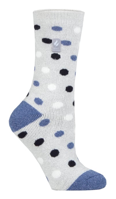 Heat Holders Lite - Calcetines Térmicos Aislantes para Mujer | Múltiples Diseños Incluyendo Rayas Argyle Corazones Estrellas | Calcetines Cálidos para Invierno - Gris Claro/ Denim (Málaga) - Image 1