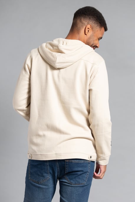 Stone Cotton Blend Hoody Style Shirt