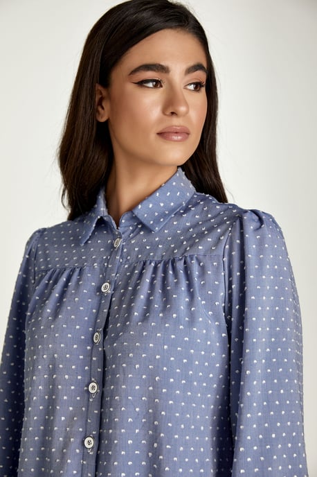 Vestido Bordado Estilo Denim con Botones - Image 6