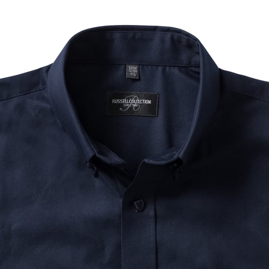 Russell Collection Mens Oxford Formal Shirt (Bright Navy) - Image 4