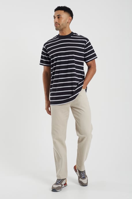 Black 'Gannon' Cotton Oversized Stripe T-Shirt