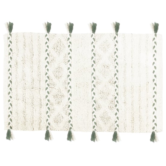 Alfombra de Baño Antideslizante de Algodón Trenzado con Borlas y Diamantes - Image 1