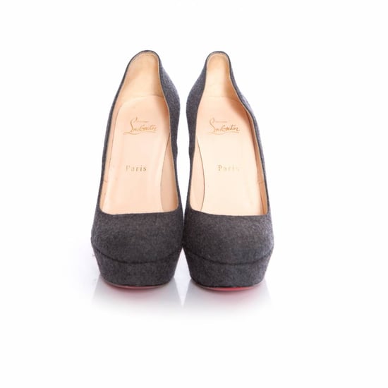 Gray "bianca 140" Wool Platform Court Shoes. - Image 4