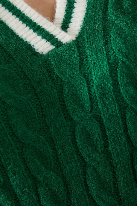 Cable Knit Tipped Collared Jumper