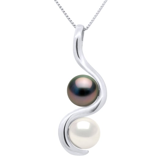 DIADEMA - Necklace - You & Me - Real Freshwater Pearls - Silver - White