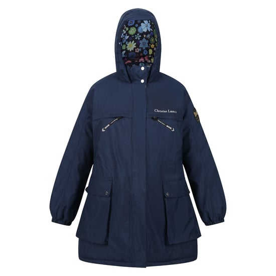Regatta Womens/Ladies Christian Lacroix Cailar Logo Longline Waterproof Jacket (Navy Marl)