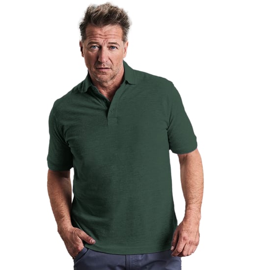 Russell Mens 100% Cotton Short Sleeve Polo Shirt (Bottle Green) - Image 2