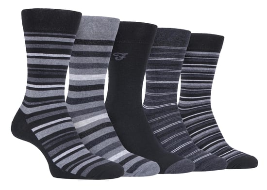 Farah - Paquete de 5 calcetines de algodón para hombre, finos, transpirables, de rayas, de corte clásico y suaves - FCS271BLKCHA (Rayas) - Image 1