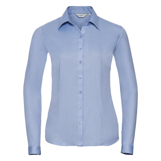 Russell Ladies/Womens Herringbone Long Sleeve Work Shirt (Light Blue) - Image 2