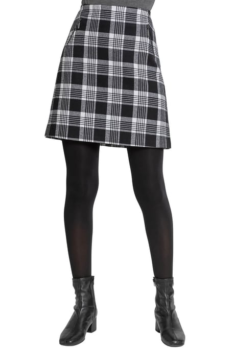 Check Print Zip Pocket Skirt