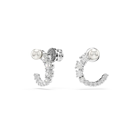 Swarovski 'Matrix' Women's Base Metal Hoop Earrings - Silver 5692260 - Image 2