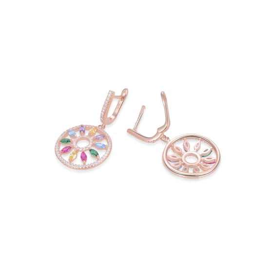 Pendientes Luxenter con cierre catalán mobel de plata de ley 925 y circonita multicolor con acabado en baño oro rosa de 18 quilates - Image 3