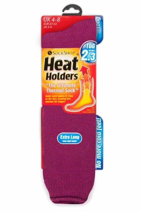 Calcetines térmicos extralargos para mujer en Cerise y Vino by Heat Holders - Image 2