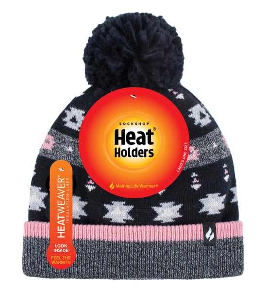 Heat Holders - Gorro de invierno con forro polar y pompones para mujer - Gris / Negro - Image 2