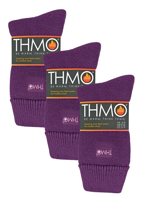 THMO - 3 pares de calcetines transpirables para mujer con forro polar - Morado - Image 2