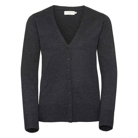 Russell Collection Ladies/Womens V-neck Knitted Cardigan (Charcoal Marl) - Image 1