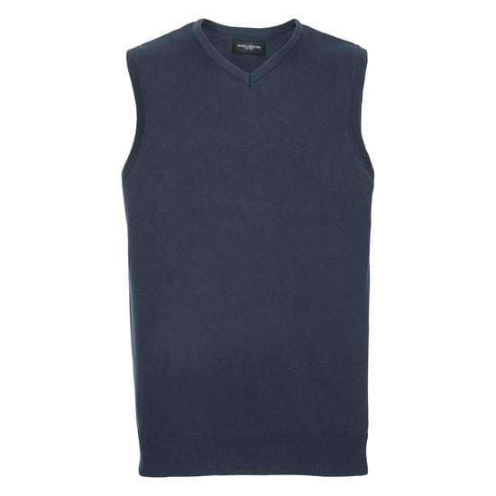 Russell Collection Mens V-Neck Sleevless Knitted Pullover Top / Jumper (French Navy) - Image 1