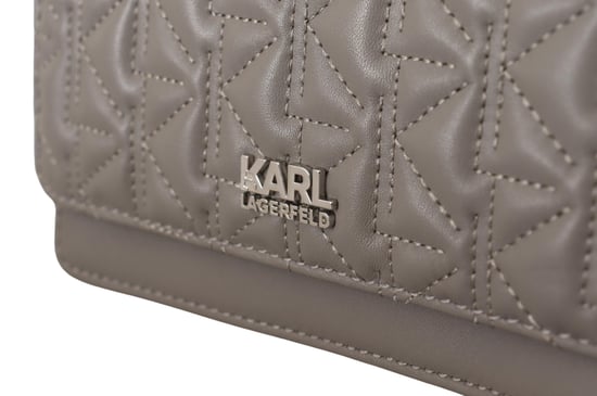 Bolso cruzado de cuero gris claro para mujer de Karl Lagerfeld - Image 6