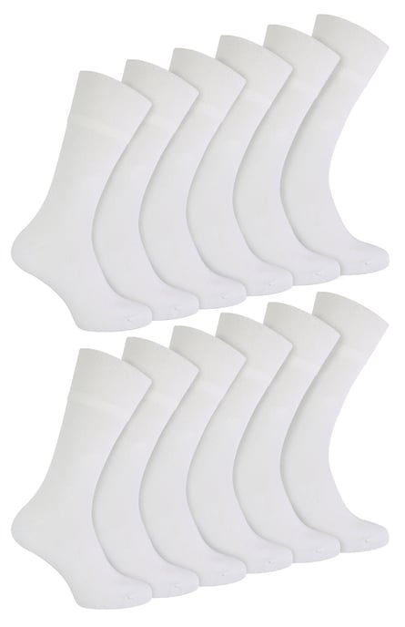 IOMI - Paquete múltiple de 12 pares de calcetines diabéticos de bambú para hombre - Blanco - Image 1