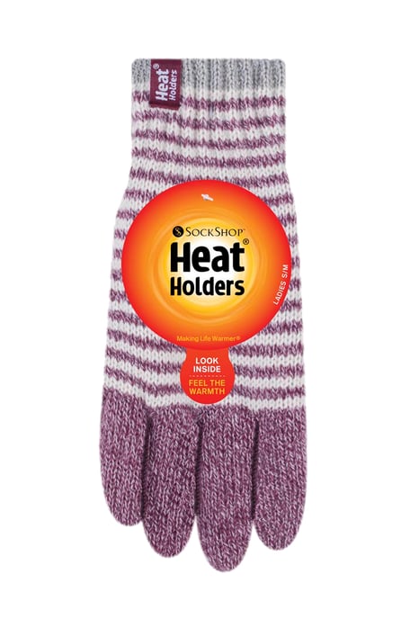 Heat Holders - Guantes térmicos con forro polar a rayas para mujer - Image 2