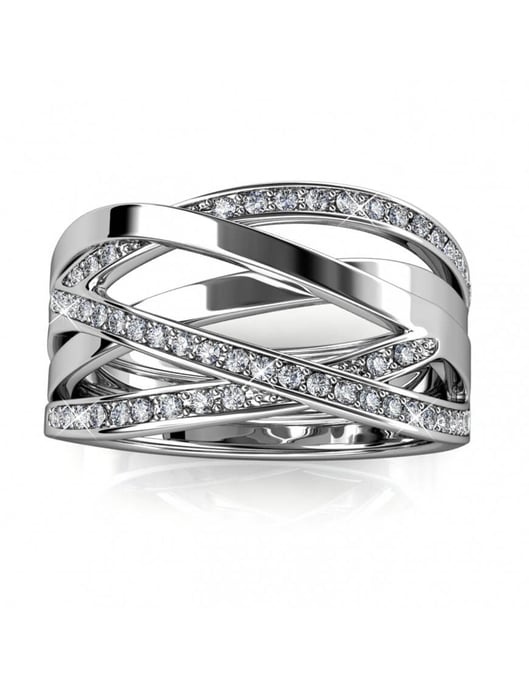 Anillo Criss Cross - Plata y Cristal - Image 4