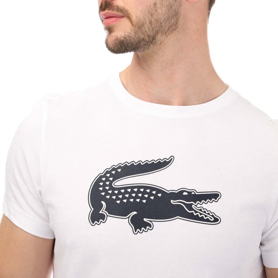 Men's Lacoste SPORT 3D Print Crocodile Jersey T-Shirt in White Navy