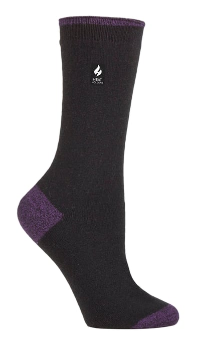 Heat Holders - Calcetines térmicos de mujer Ultra Lite con diseño de hilo interior cepillado - Negro/púrpura (Oia) - Image 1