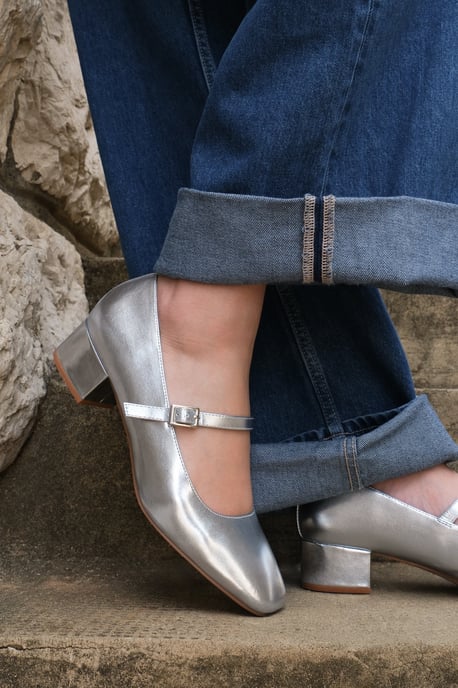 Wheres That From Womens 'Oslo' Wide Fit Low Block Heel With Strap And Square Toe