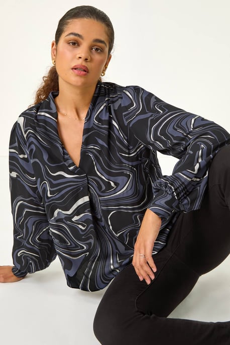 Metallic Marble Print Overshirt
