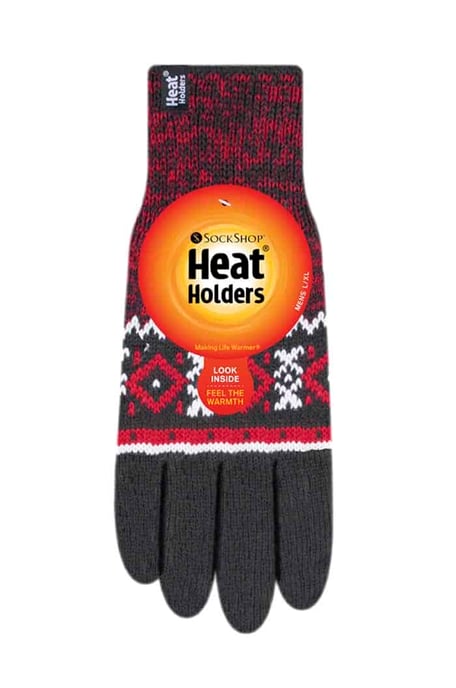 Hombre rayas nórdico Fairisle Zig Zag de punto forrado de lana caliente Guantes - Image 2