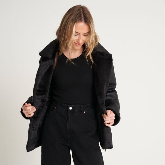 Barneys Originals Curve Faux Fur Aviator Coat