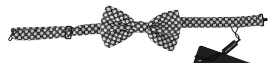 Corbata de lazo ajustable Papillon de hombre Dolce & Gabbana con círculos blancos y negros - Image 1