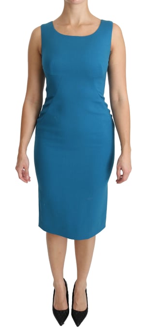 Vestido ajustado de lana azul hasta la rodilla de Dolce & Gabbana - Image 1