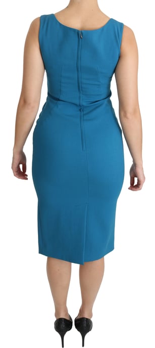 Vestido ajustado de lana azul hasta la rodilla de Dolce & Gabbana - Image 4