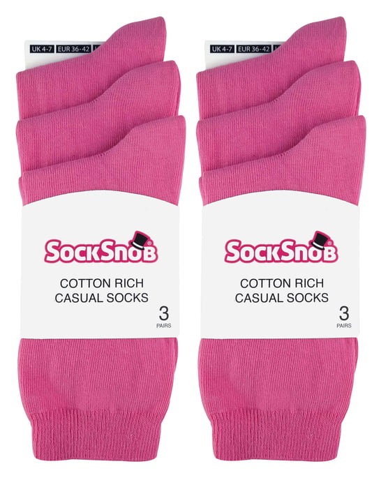 Sock Snob - 6 pares de calcetines de algodón de colores lisos para mujer - Image 2