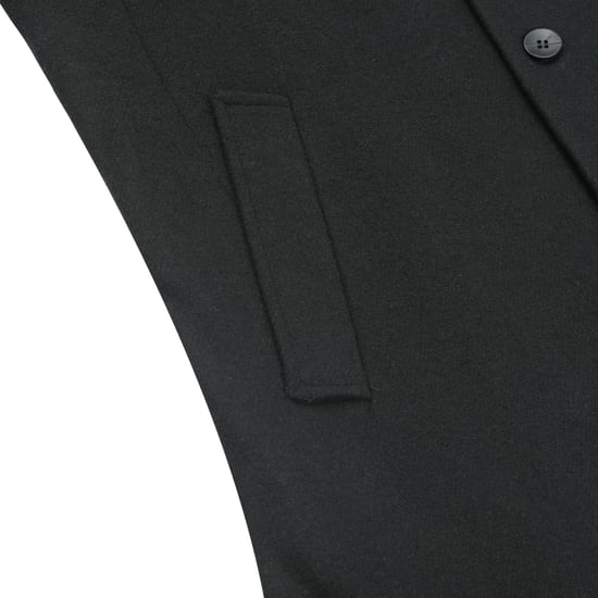 Men's Wool Long Slim Fit Stand-Up Collar Business Coat for Winter Black - Image 4