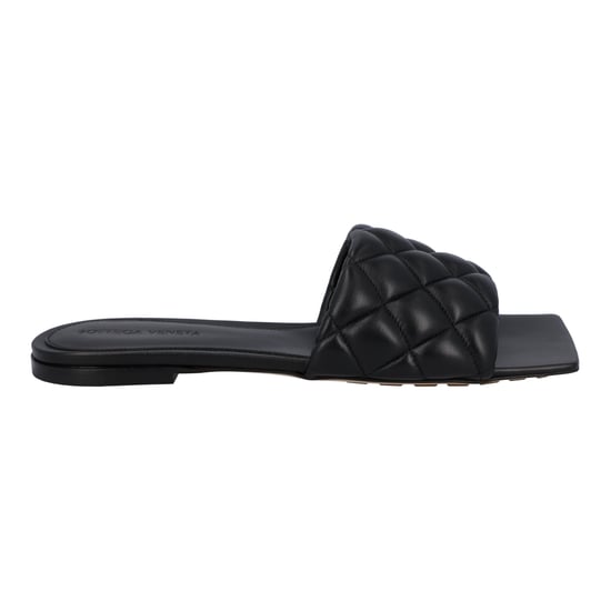 Bottega Veneta Women Padded Flat Sandal in Black lambskin