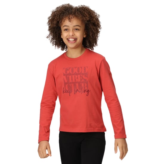 Regatta Childrens/Kids Wenbie III Good Vibes Club Long-Sleeved T-Shirt (Mineral Red)